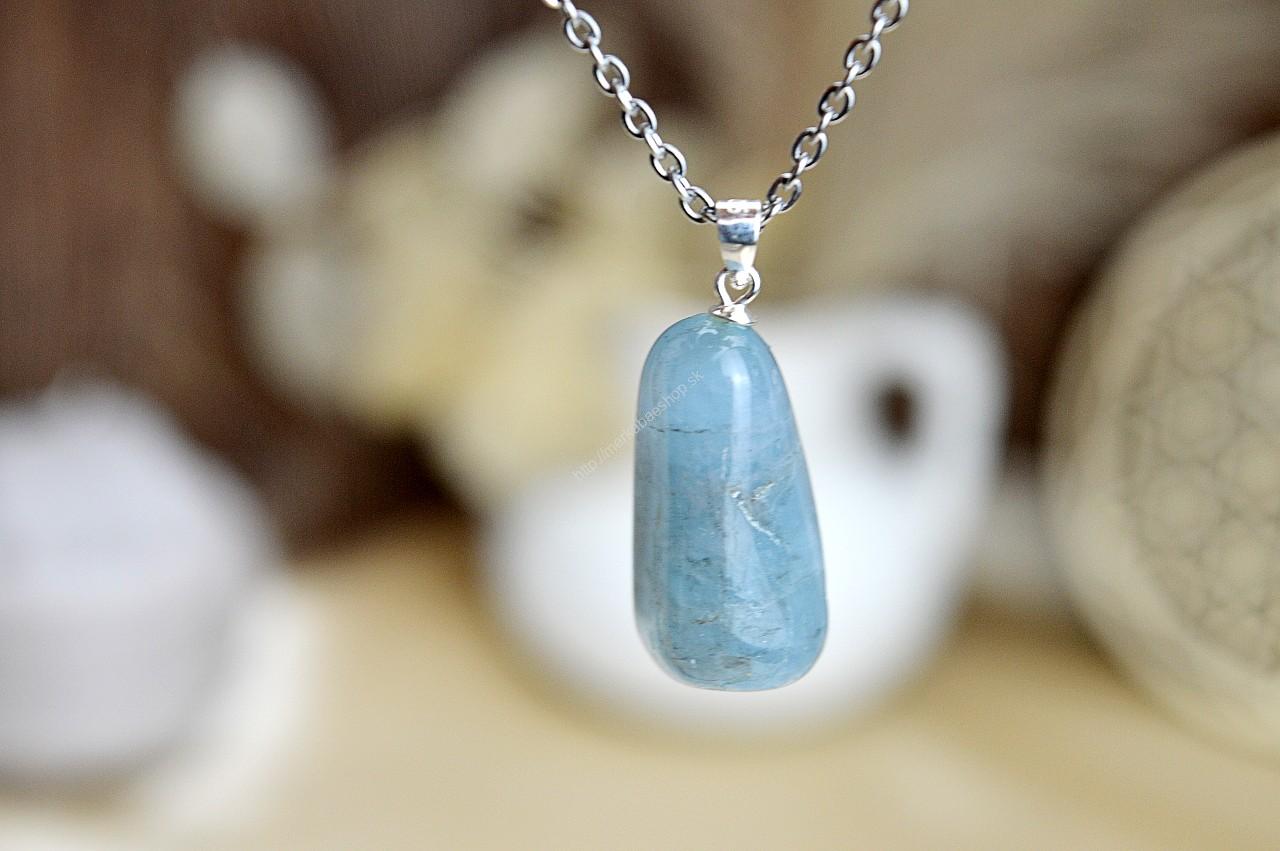 Ag-925/100 prívesok Akvamarín #1 - Energetický štít Aury, Upokojenie, Komunikácia, Uvoľnenie starých vzorcov