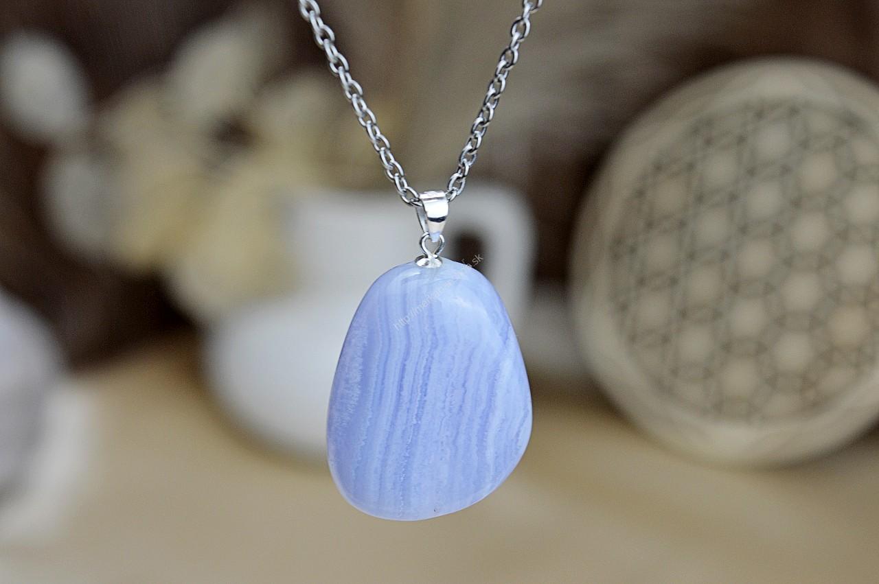 prívesok CHALCEDÓN MODRÝ ag925 #3 - Harmónia, Komunikácia, Rovnováha