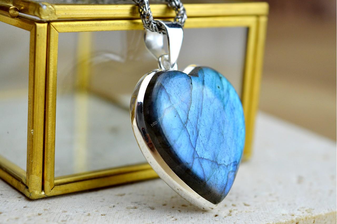 prívesok LABRADORIT AG 925 na kožke #1- Intuícia, Ochrana, Premena, Napredovanie, Prekonanie prekážok – Obrázok 2