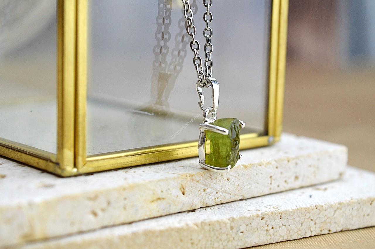 strieborný prívesok ZELENÝ TURMALÍN/ VERDELIT Ag925 #1 – Šťastie, Hojnosť, Bezpodmienečná láska, Zdravé srdce, Vitalita – Obrázok 2