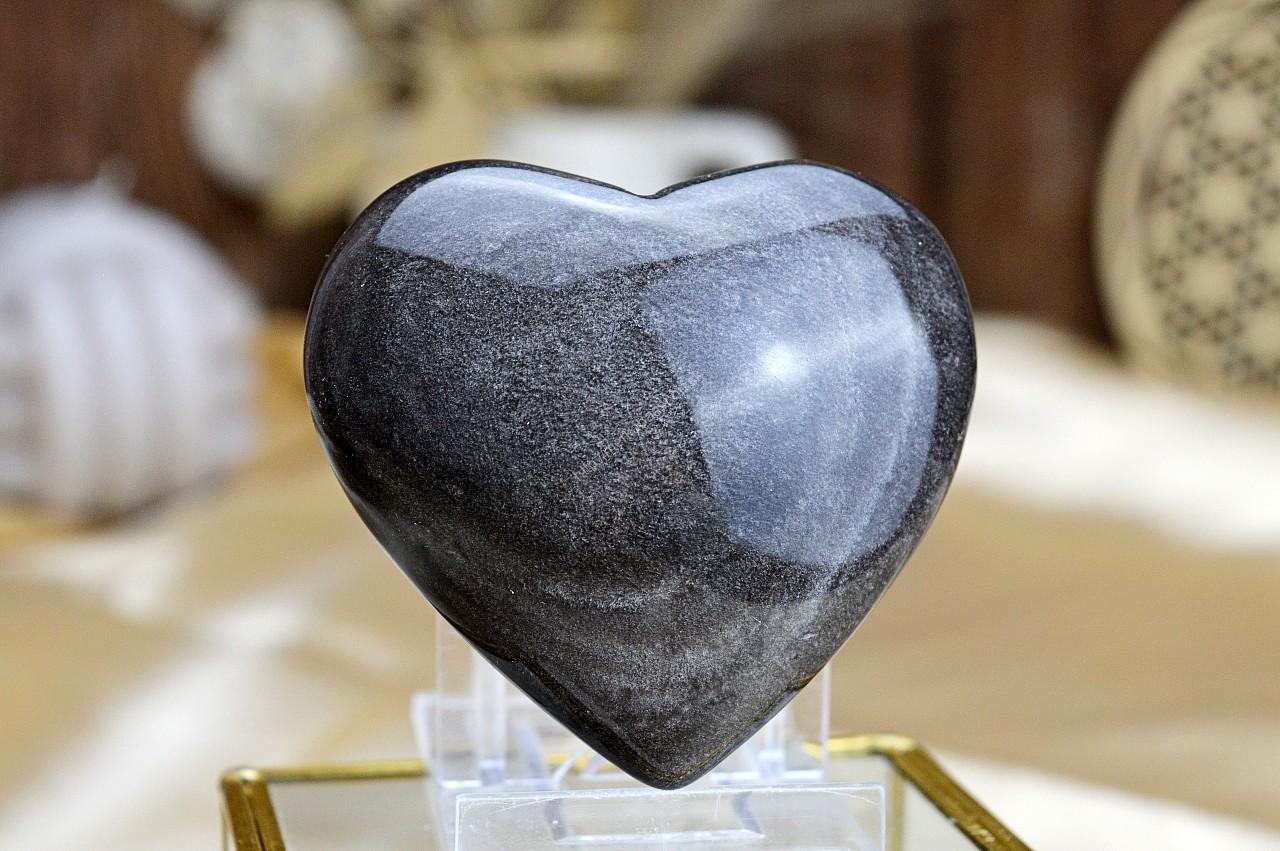 SRDCE Manifestácie a Ochrany z OBSIDIÁNU Strieborného 2 AAA kvalita – Obrázok 2