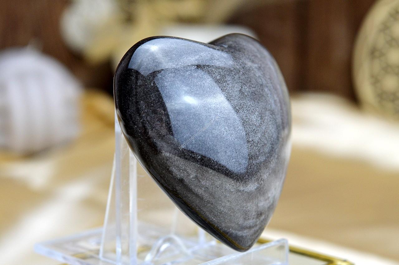 SRDCE Manifestácie a Ochrany z OBSIDIÁNU Strieborného 2 AAA kvalita