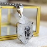 Strieborný prívesok obojstranný obelisk HERMIKER DIAMANT #1 - Vysoko vibračný, Ochrana, Jasná myseľ, Zosilňovač energie