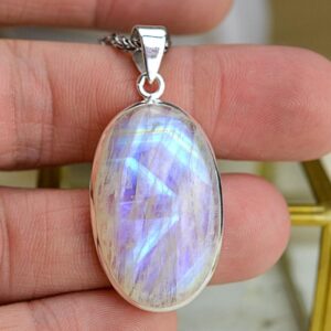 Strieborný prívesok Dúhový MESAČNÝ KAMEŇ #3- Nové začiatky, Rovnováha, Božské spojenie, Úľava od PMS