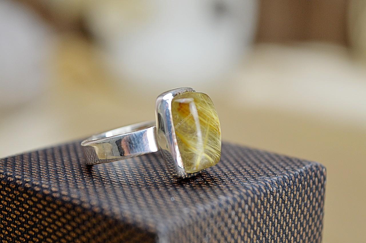 Strieborný prsten SAGENIT/KRIŠTÁĽ S RUTILOM - Urýchlenie manifestácie, Ochrana, Intuícia, Pokoj EXTRA KVALITA – Obrázok 3