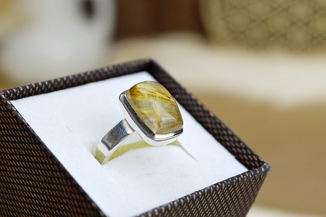 Strieborný prsten SAGENIT/KRIŠTÁĽ S RUTILOM - Urýchlenie manifestácie, Ochrana, Intuícia, Pokoj EXTRA KVALITA – Obrázok 2