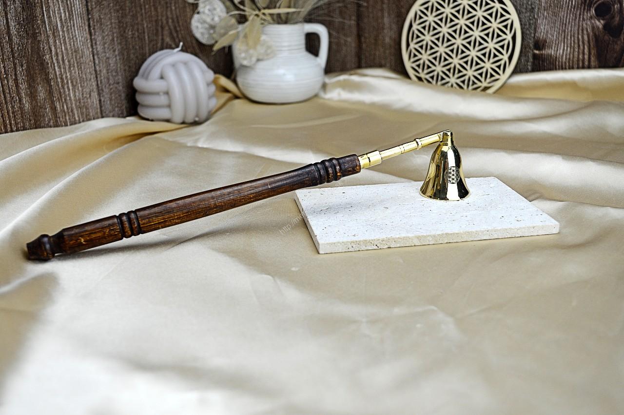 ZAHÁŠADLO na sviečky z nehrdzavejúcej ocele + drevo, KVET ŽIVOTA zlaté