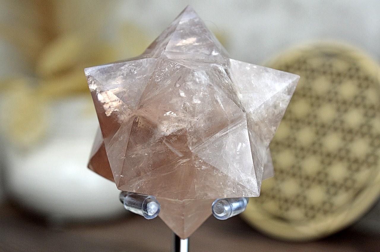 Dvojitá MERKABA KRIŠTÁĽ / ZÁHNEDA 6,5 cm - Ochrana, Symbol Rovnováhy a vyššieho Vedomia