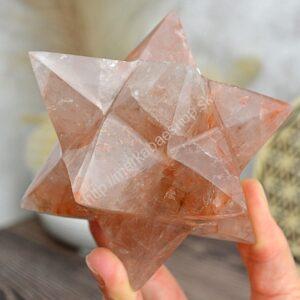 Dvojitá MERKABA KRIŠTÁĽ S HEMATITOM 12 cm #1- Ochrana, Symbol Rovnováhy a vyššieho Vedomia