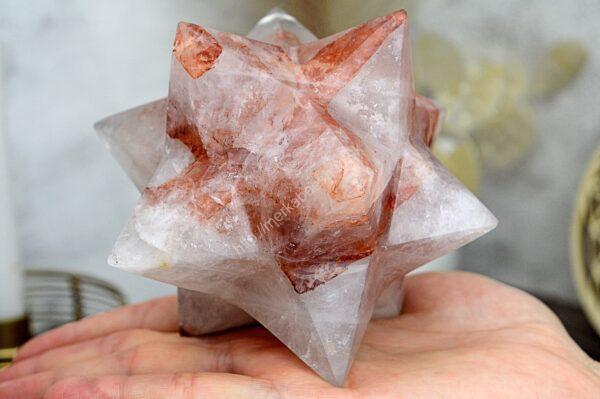 Dvojitá MERKABA KRIŠTÁĽ S HEMATITOM 12 cm #2- Ochrana, Symbol Rovnováhy a vyššieho Vedomia - Image 2