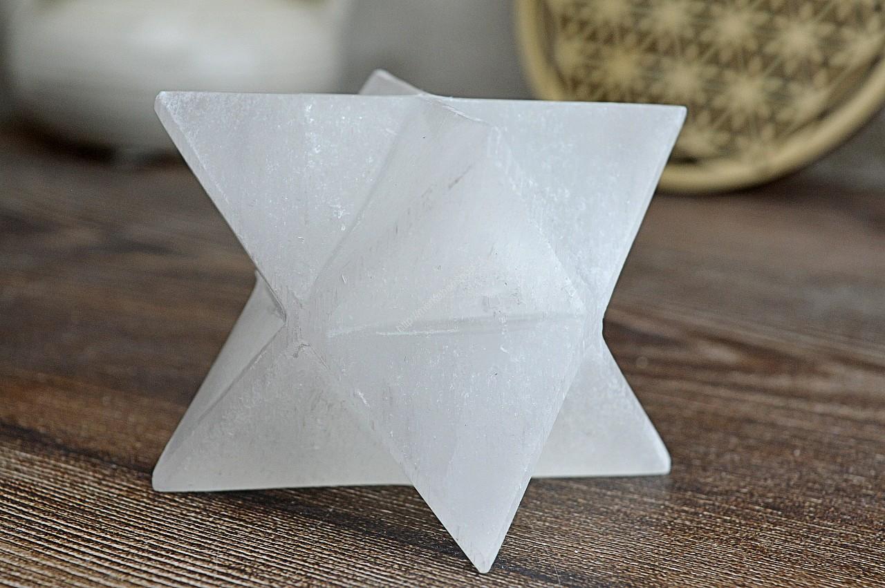 MERKABA SELENIT #10 cm - Ochrana, Duchovné vedenie, Liečenie, Vysoké vibrácie, Autentickosť – Obrázok 2