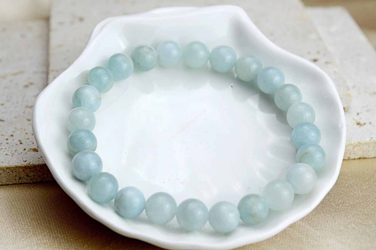 Náramok AKVAMARÍN 8,5mm - Energetický štít Aury, Upokojenie, Komunikácia, Uvoľnenie starých vzorcov – Obrázok 2