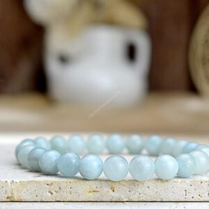 Náramok AKVAMARÍN 8,5mm - Energetický štít Aury, Upokojenie, Komunikácia, Uvoľnenie starých vzorcov