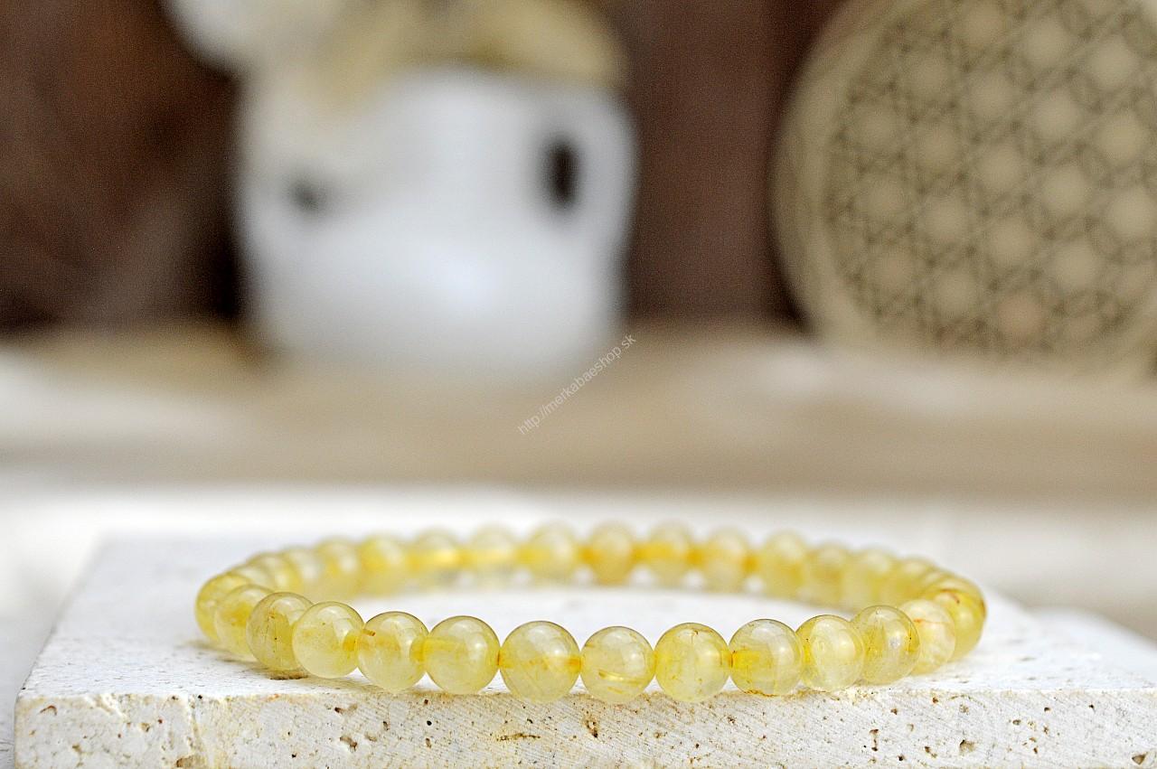 Náramok SAGENIT/ RUTIL V KRIŠTÁLI 6,5mm - Urýchlenie manifestácie, Ochrana, Intuícia, Pokoj