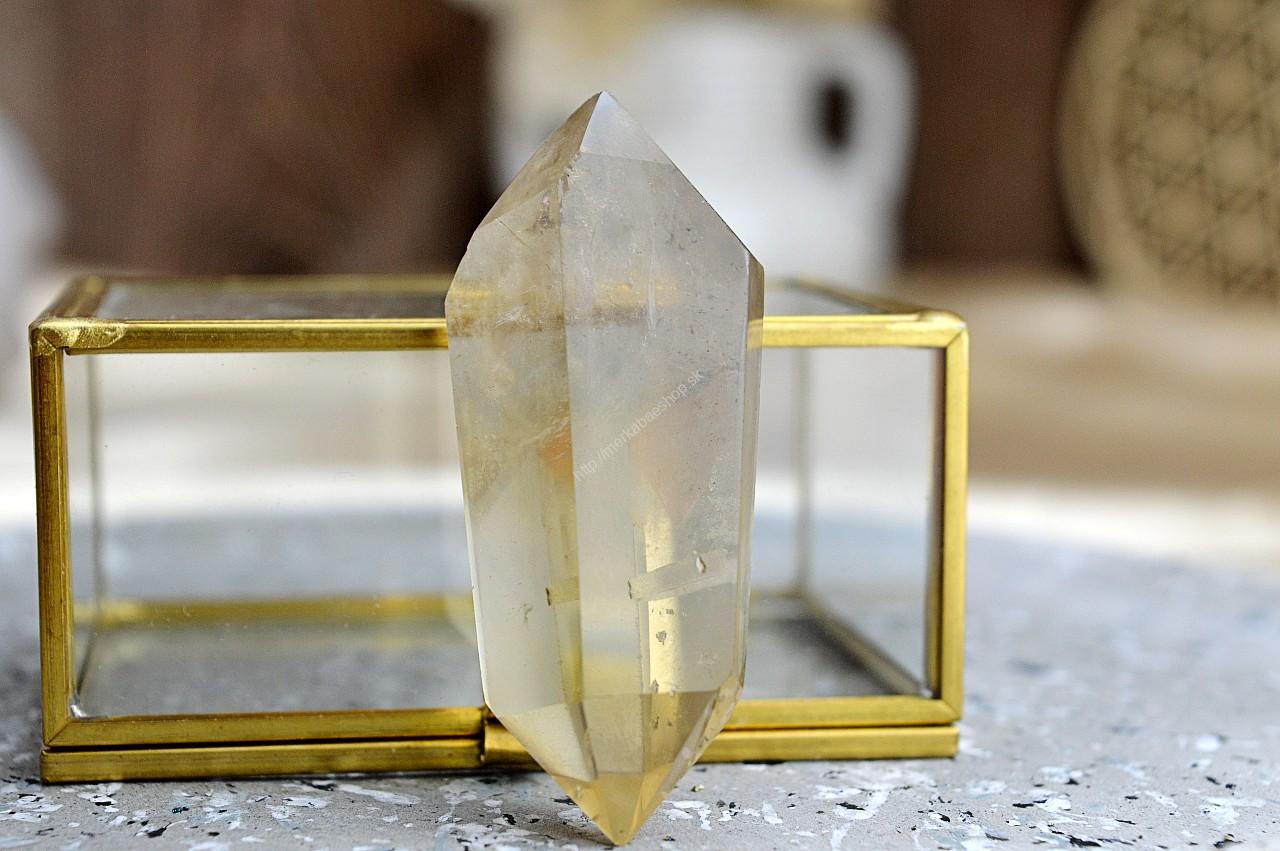 Obojstranný generátor/obelisk z pravého CITRÍNU #1- Hojnosť, Radosť, Šťastie, Zdravé trávenie, Znižuje Strach a Obavy