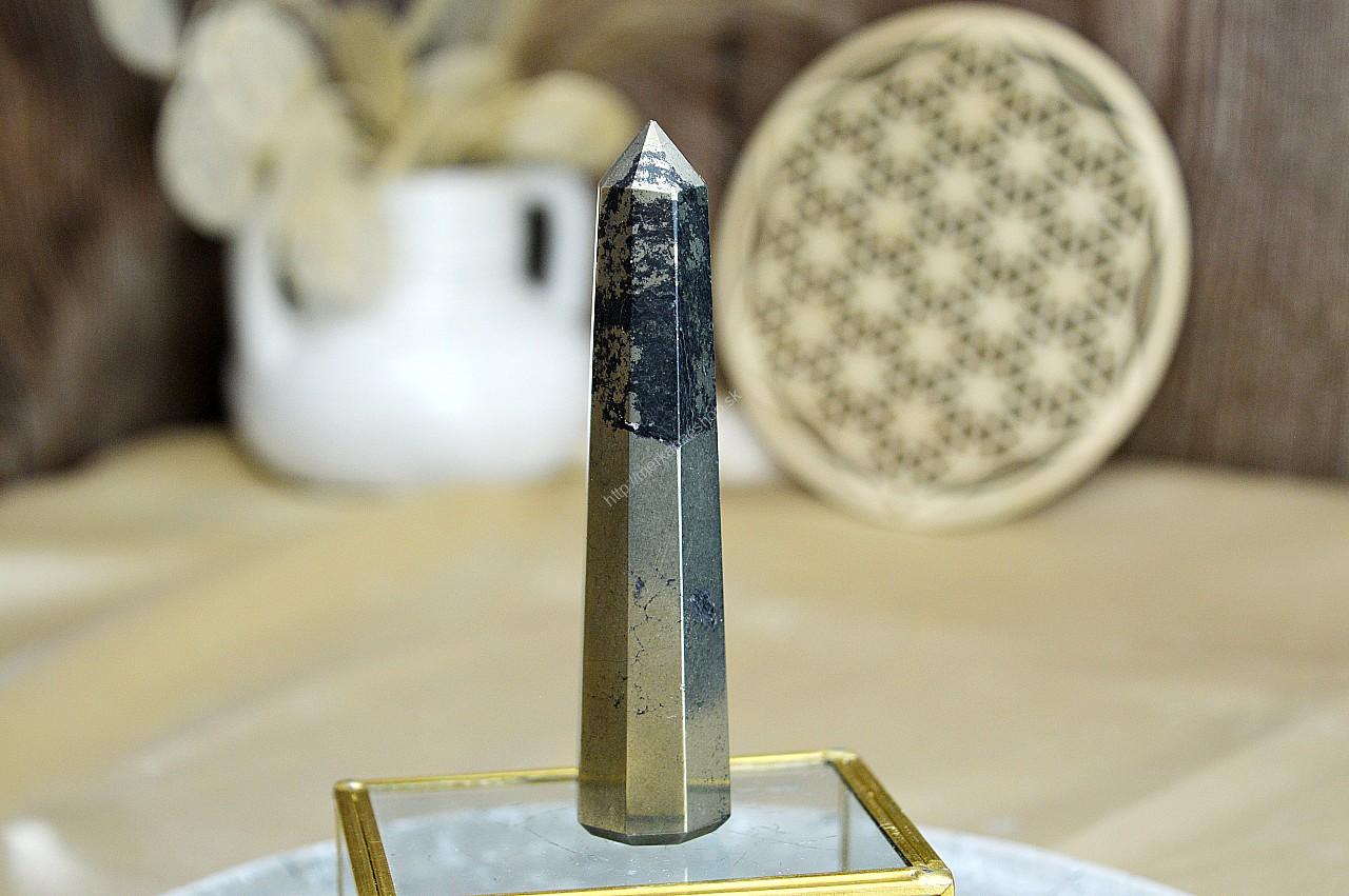 Generátor/Obelisk Hojnosti, Ochrany, Šťastia a Očisty PYRIT so ŠUNGITOM #3