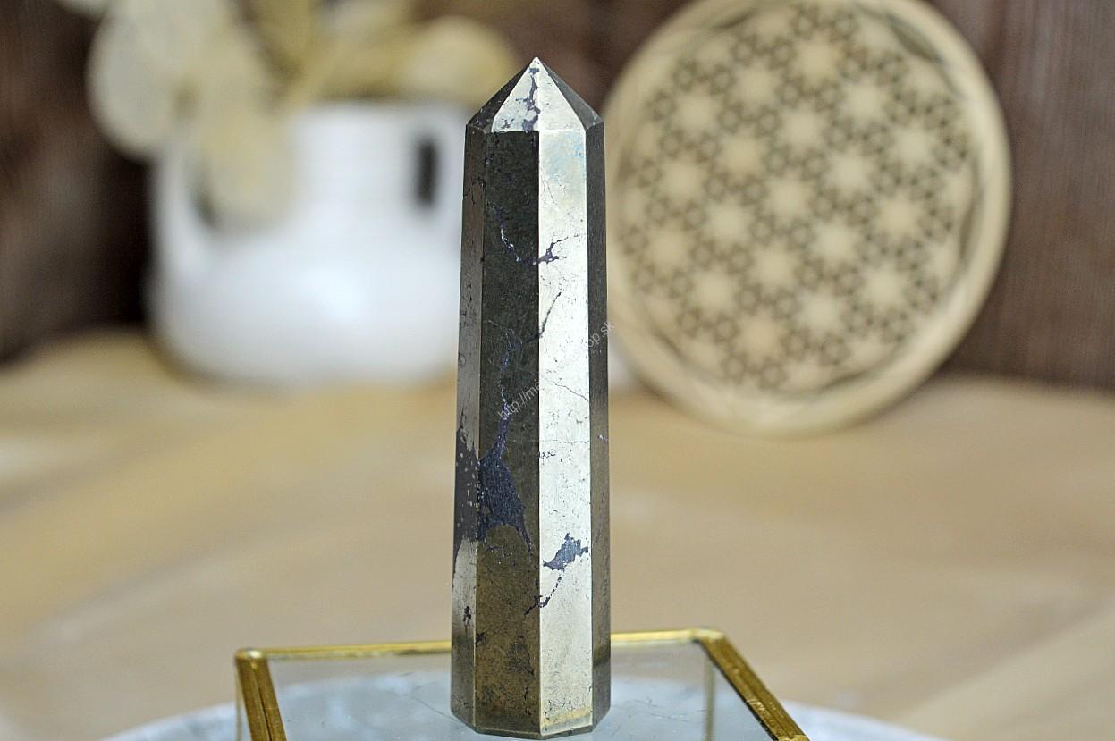Generátor/Obelisk Hojnosti, Ochrany, Šťastia a Očisty PYRIT so ŠUNGITOM #2