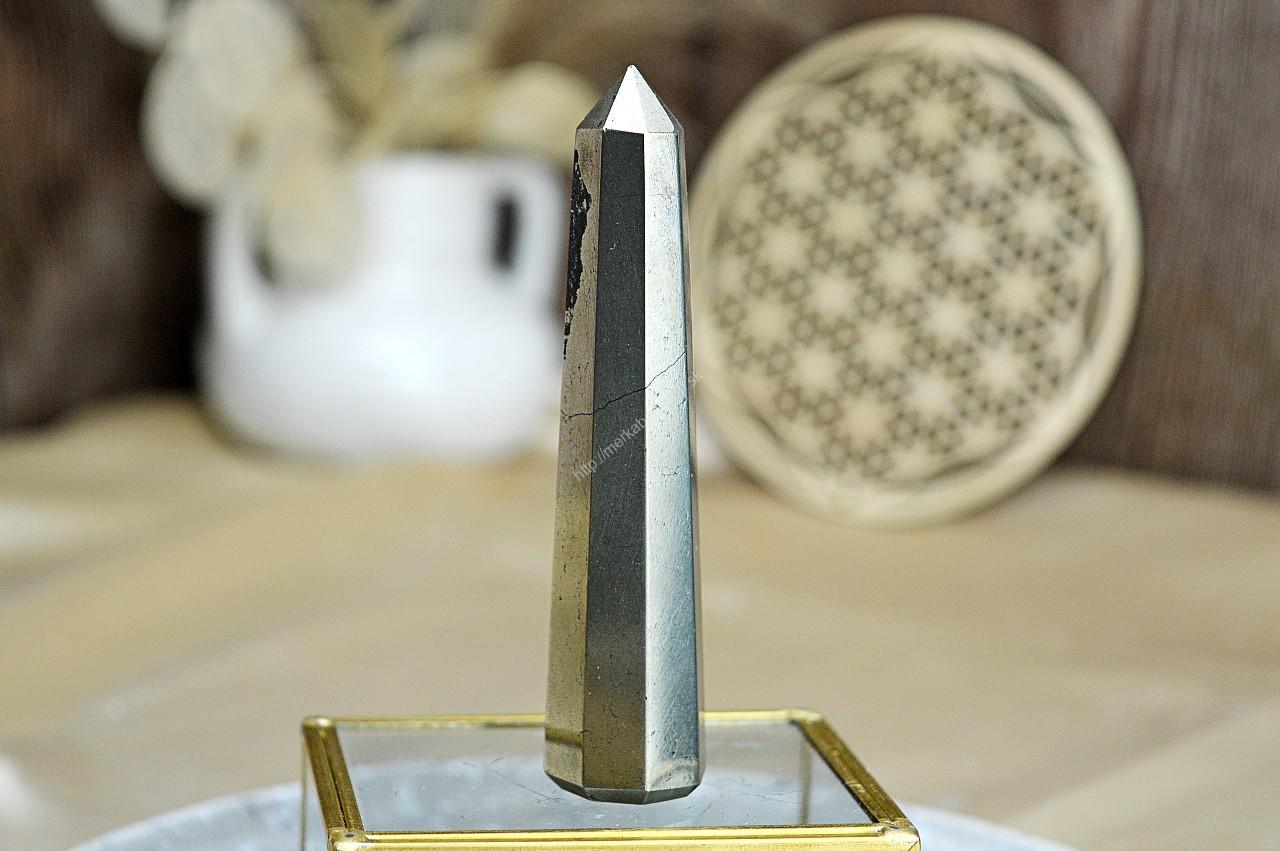 Generátor/Obelisk Hojnosti, Ochrany, Šťastia a Očisty PYRIT so ŠUNGITOM #3