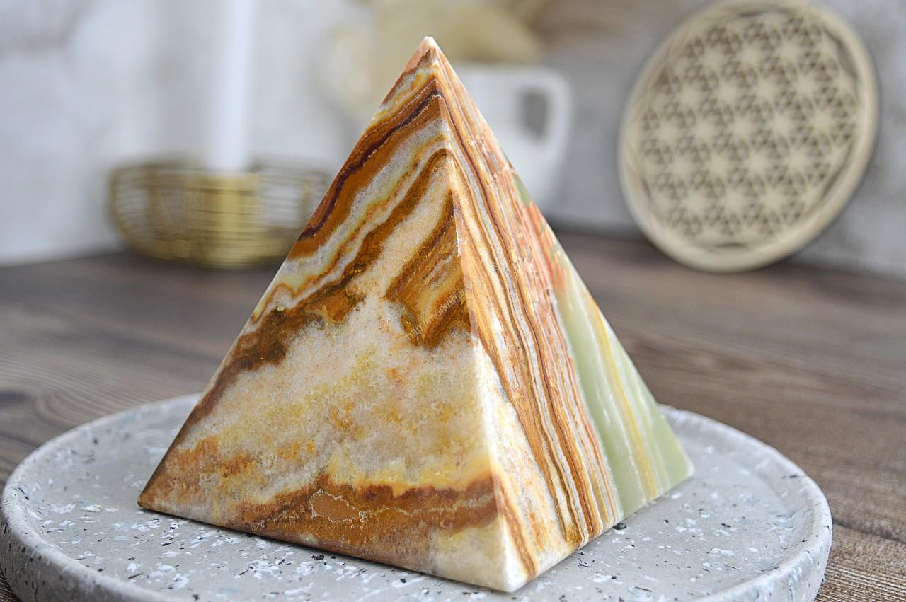 Pyramída ZLATÝ ÓNYX/ARAGONIT #1 – Šťastie, Láska, Rovnováha Jin Jang 1,04 kg – Obrázok 2