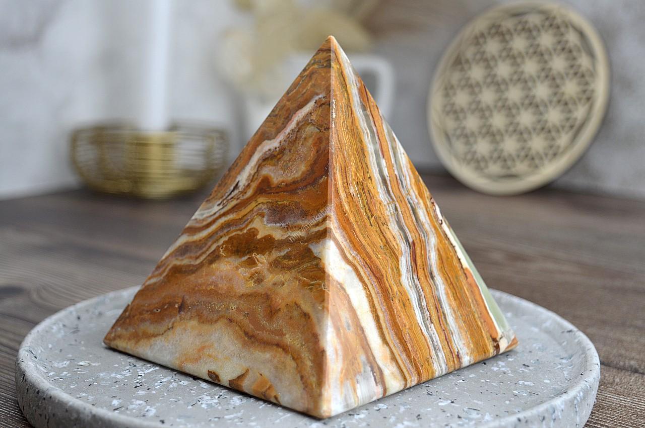 Pyramída ZLATÝ ÓNYX/ARAGONIT #2 – Šťastie, Láska, Rovnováha Jin Jang 1,07 kg – Obrázok 2