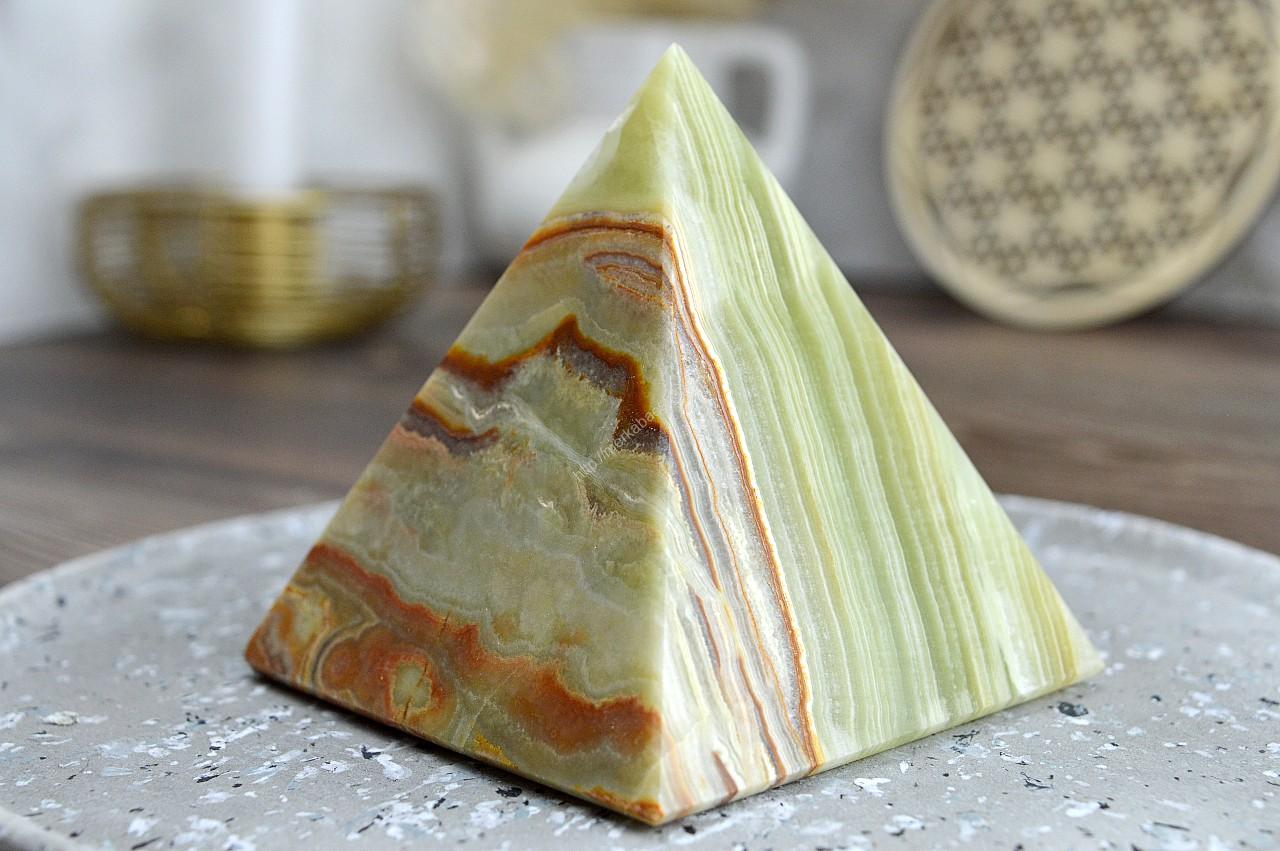 Pyramída ZLATÝ ÓNYX/ARAGONIT #3 – Šťastie, Láska, Rovnováha Jin Jang – Obrázok 2