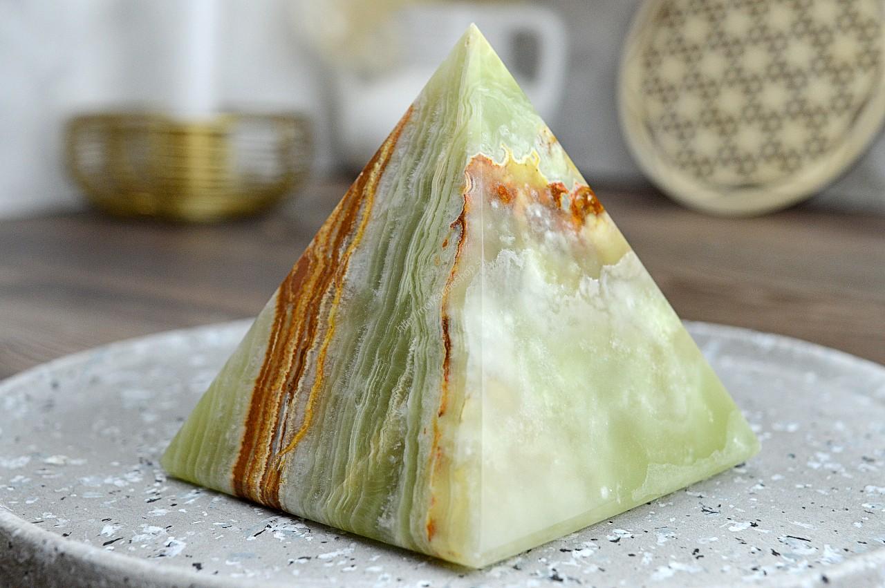 Pyramída ZLATÝ ÓNYX/ARAGONIT #4 – Šťastie, Láska, Rovnováha Jin Jang – Obrázok 2