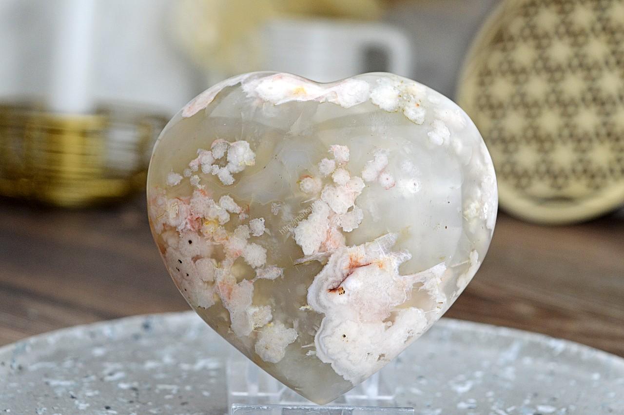 Srdce ACHÁT KVETINOVÝ (Achát / Chalcedón) #1 – Rozkvet, Láska, Pozitivita, Vášeň, Radosť – Obrázok 3
