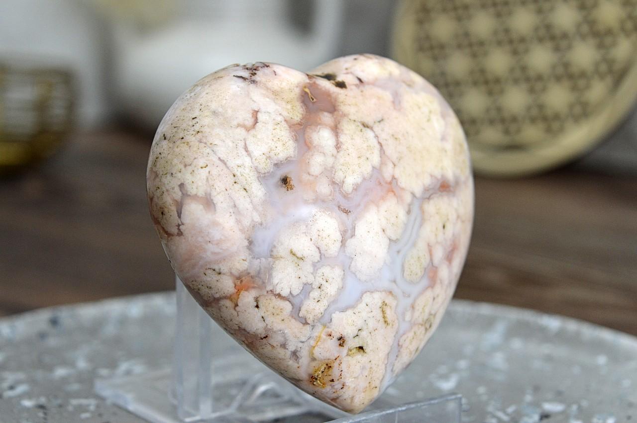 Srdce ACHÁT KVETINOVÝ (Achát / Chalcedón) #2 – Rozkvet, Láska, Pozitivita, Vášeň, Radosť