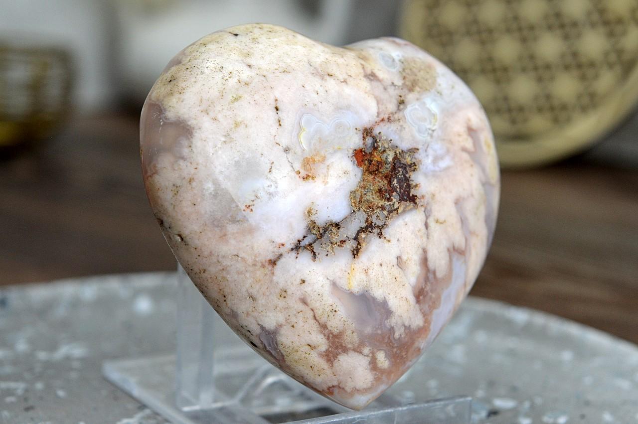 Srdce ACHÁT KVETINOVÝ (Achát / Chalcedón) #2 – Rozkvet, Láska, Pozitivita, Vášeň, Radosť