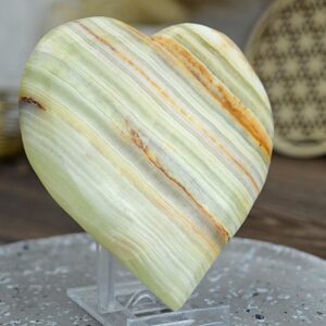 Srdiečko ZLATÝ ÓNYX/ARAGONIT 12cm #2 - Šťastie, Láska, Rovnováha Jin Jang