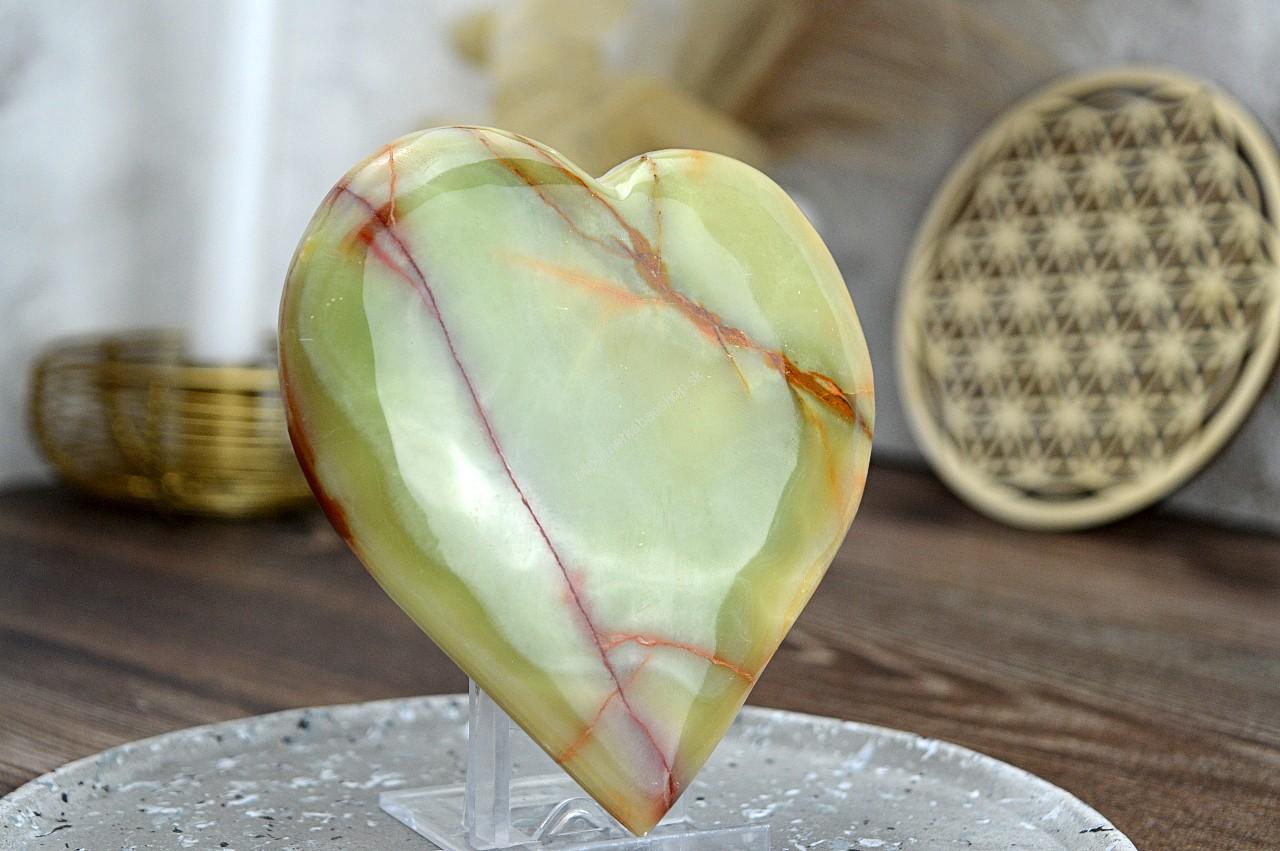 Srdiečko ZLATÝ ÓNYX/ARAGONIT 12cm #1 - Šťastie, Láska, Rovnováha Jin Jang