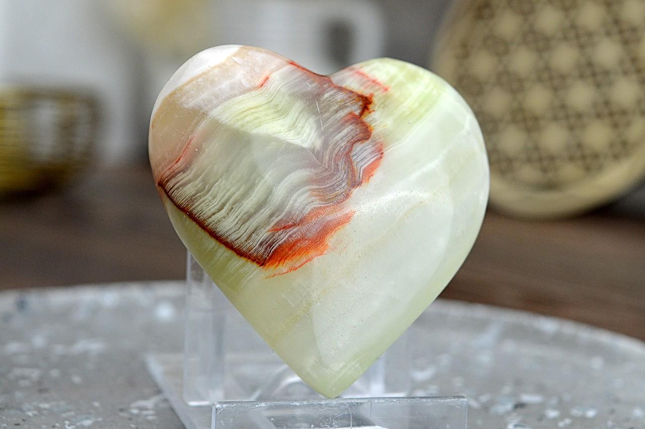 Srdiečko ZLATÝ ÓNYX/ARAGONIT #3 - Šťastie, Láska, Rovnováha Jin Jang