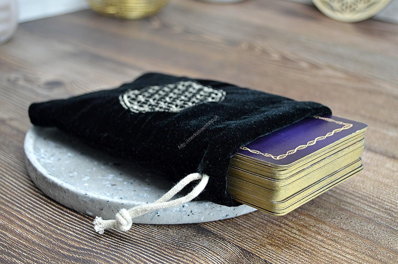 Zamatové vrecko s Kvetom Života podšité #Čierne na osobné Kryštály, Karty, Šperky, Náramky ...... – Obrázok 2