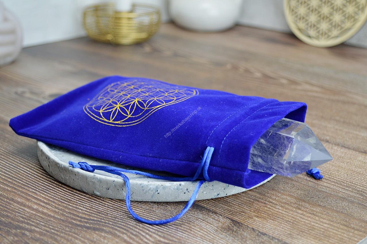 Zamatové vrecko s Kvetom Života #Modré na osobné Kryštály, Karty, Šperky, Náramky ...... – Obrázok 4