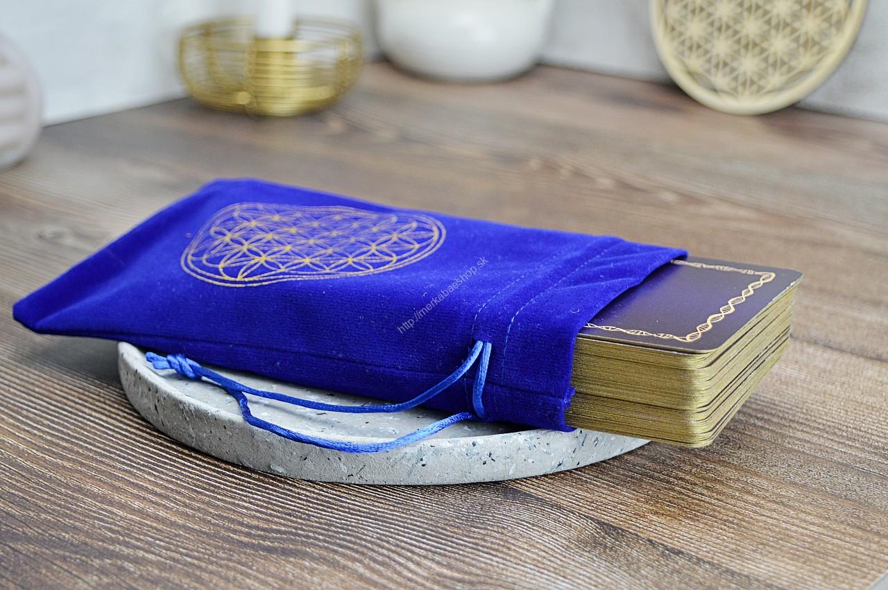 Zamatové vrecko s Kvetom Života #Modré na osobné Kryštály, Karty, Šperky, Náramky ...... – Obrázok 3