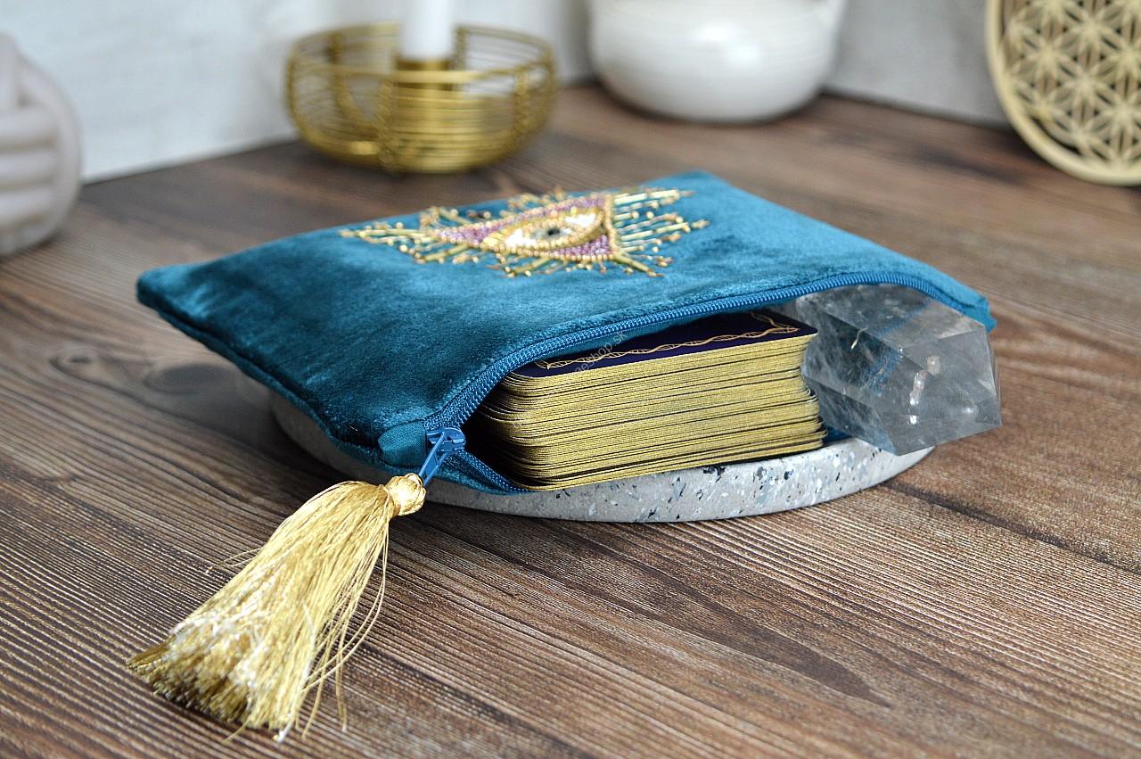 Zamatové vrecko so zipsom BOŽIE OKO podšité na Kozmetiku, osobné Kryštály, Karty, Šperky, Náramky ...... – Obrázok 3