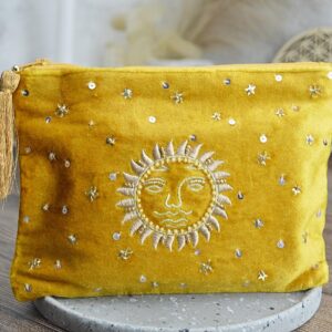 Zamatové vrecko so zipsom SLNKO podšité na Kozmetiku, osobné Kryštály, Karty, Šperky, Náramky ......