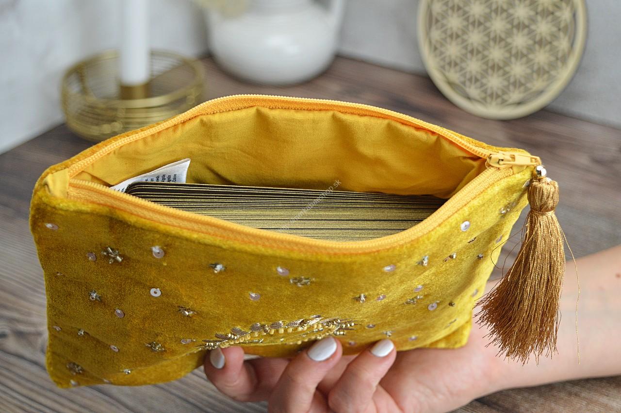 Zamatové vrecko so zipsom SLNKO podšité na Kozmetiku, osobné Kryštály, Karty, Šperky, Náramky ...... – Obrázok 3