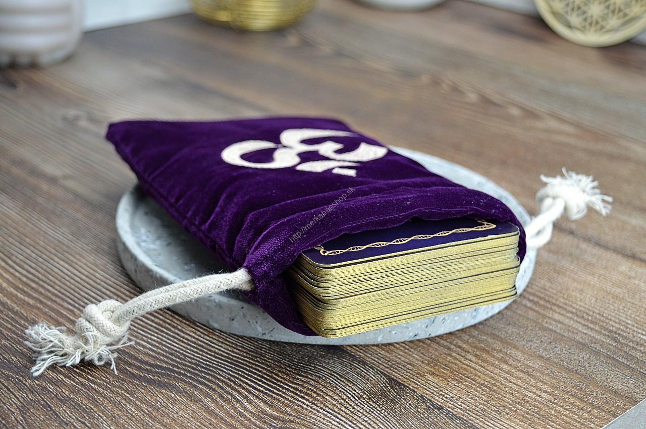 Zamatové vrecko ÓM podšité #Fialové na osobné Kryštály, Karty, Šperky, Náramky ...... – Obrázok 3