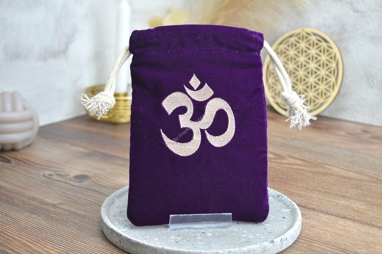Zamatové vrecko ÓM podšité #Fialové na osobné Kryštály, Karty, Šperky, Náramky ...... – Obrázok 4