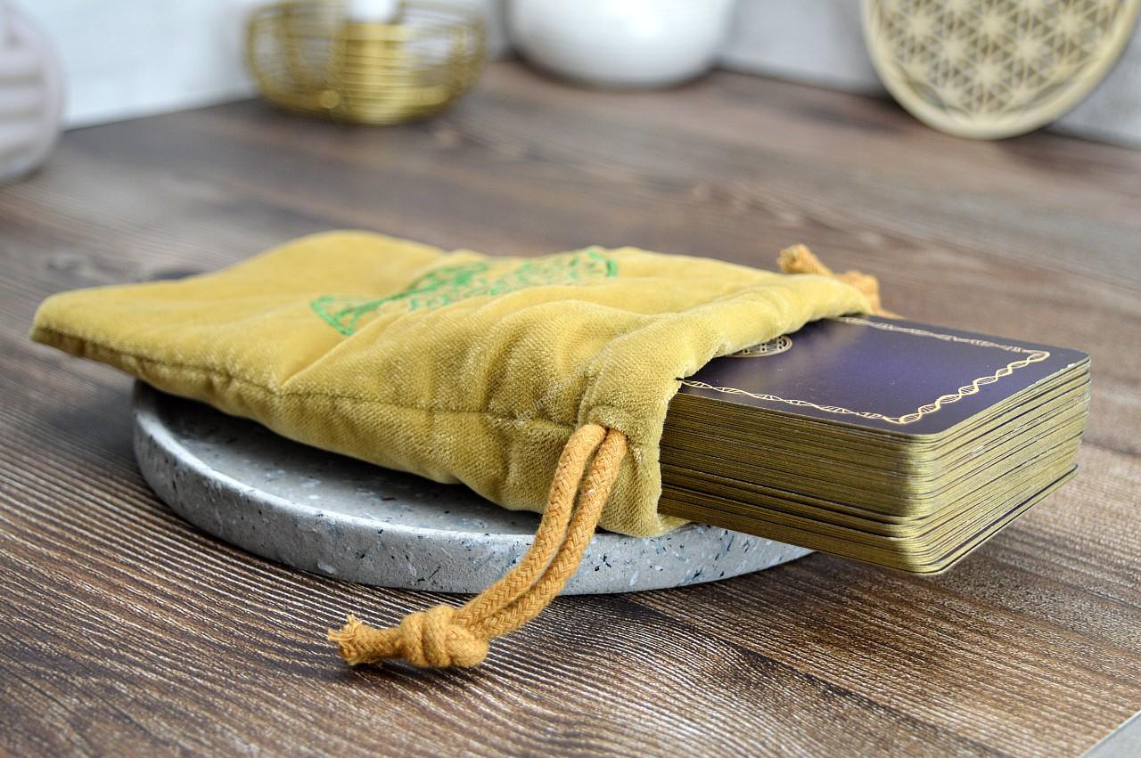 Zamatové vrecko Strom Života podšité #Zlatá na osobné Kryštály, Karty, Šperky, Náramky ...... – Obrázok 3