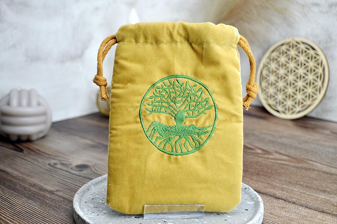 Zamatové vrecko Strom Života podšité #Zlatá na osobné Kryštály, Karty, Šperky, Náramky ...... – Obrázok 4