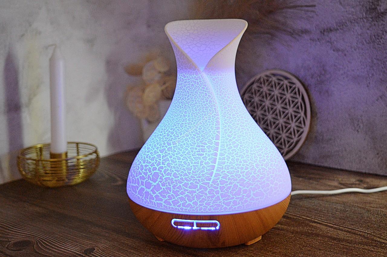 Veľký Palma Aroma Difúzor LED - 7 Farieb , Popraskaný efekt