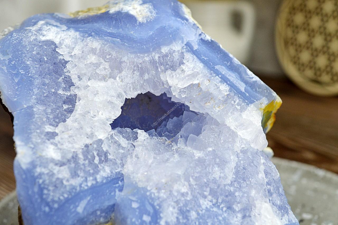 Zbierková drúza CHALCEDÓN modrý - Aktivácia Hrdlovej Čakry, Tvorivosť, Premena, Komunikácia, Zaceľuje Auru AAA Kvalita – Obrázok 3