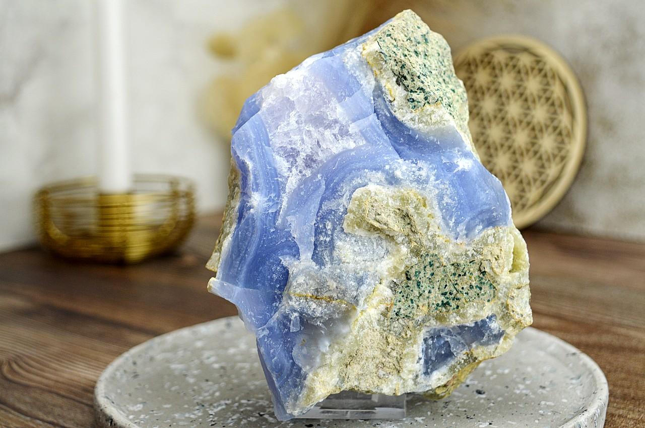 Zbierková drúza CHALCEDÓN modrý - Aktivácia Hrdlovej Čakry, Tvorivosť, Premena, Komunikácia, Zaceľuje Auru AAA Kvalita – Obrázok 4