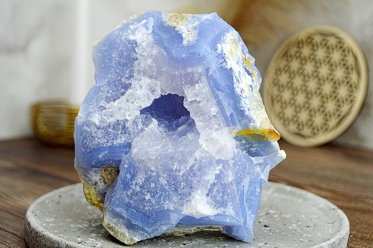 Zbierková drúza CHALCEDÓN modrý - Aktivácia Hrdlovej Čakry, Tvorivosť, Premena, Komunikácia, Zaceľuje Auru AAA Kvalita