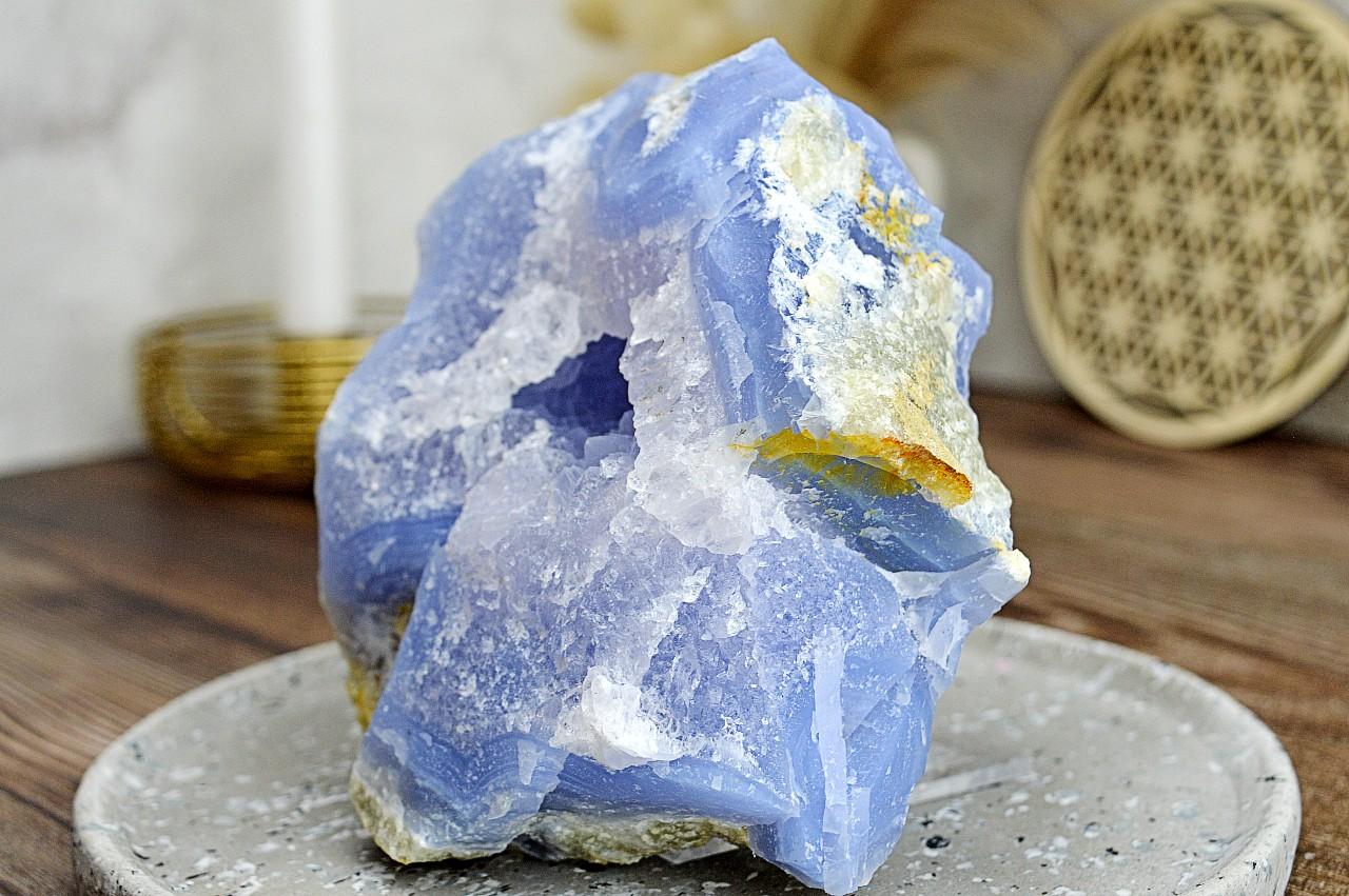 Zbierková drúza CHALCEDÓN modrý - Aktivácia Hrdlovej Čakry, Tvorivosť, Premena, Komunikácia, Zaceľuje Auru AAA Kvalita – Obrázok 2