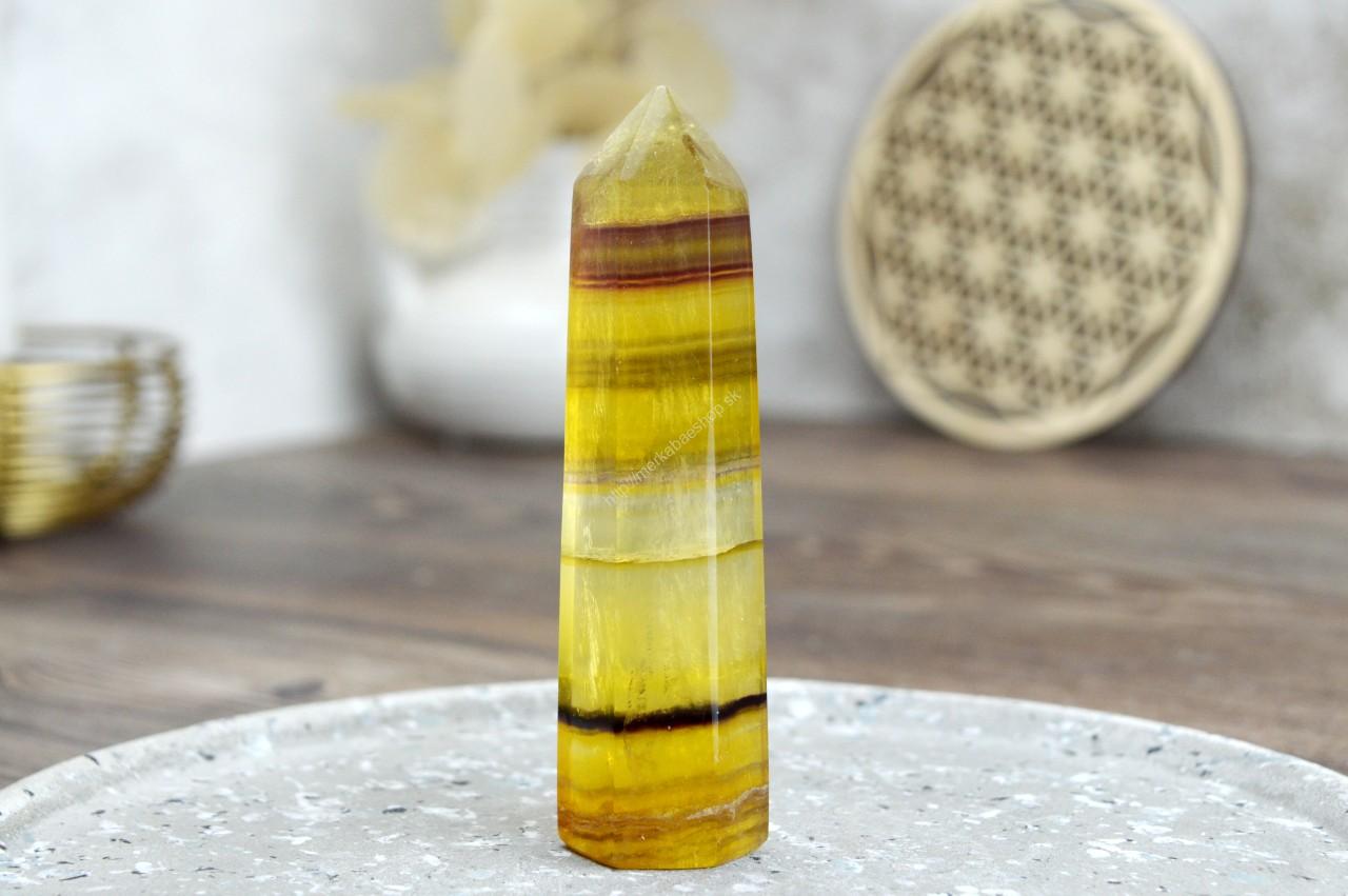Generátor/ obelisk FLUORIT ŽLTÝ #4– Dosiahnutie cieľov, Tvorivá energia, Očista, Meditácia