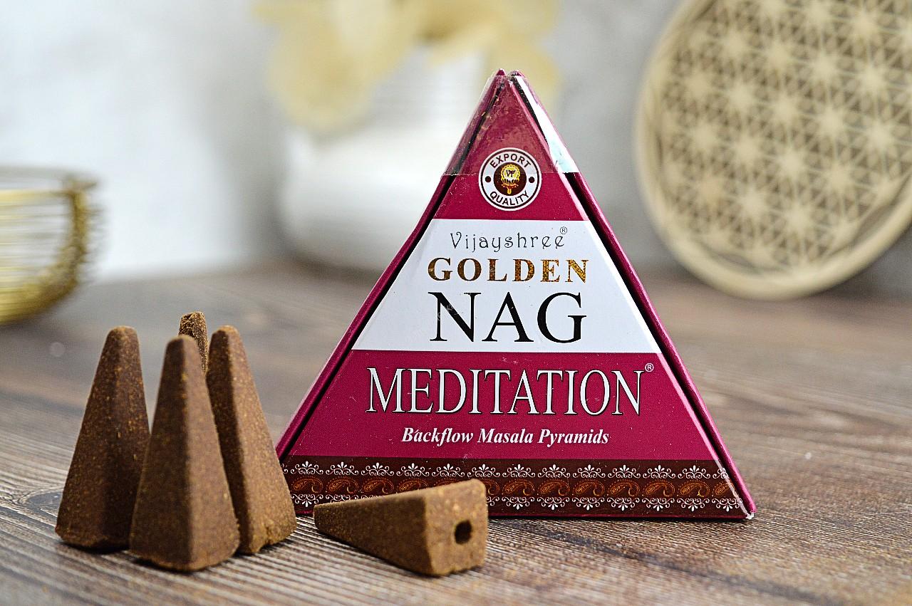 Vonné kužele Tečúci dym/ back flow Golden Nag - MEDITATION