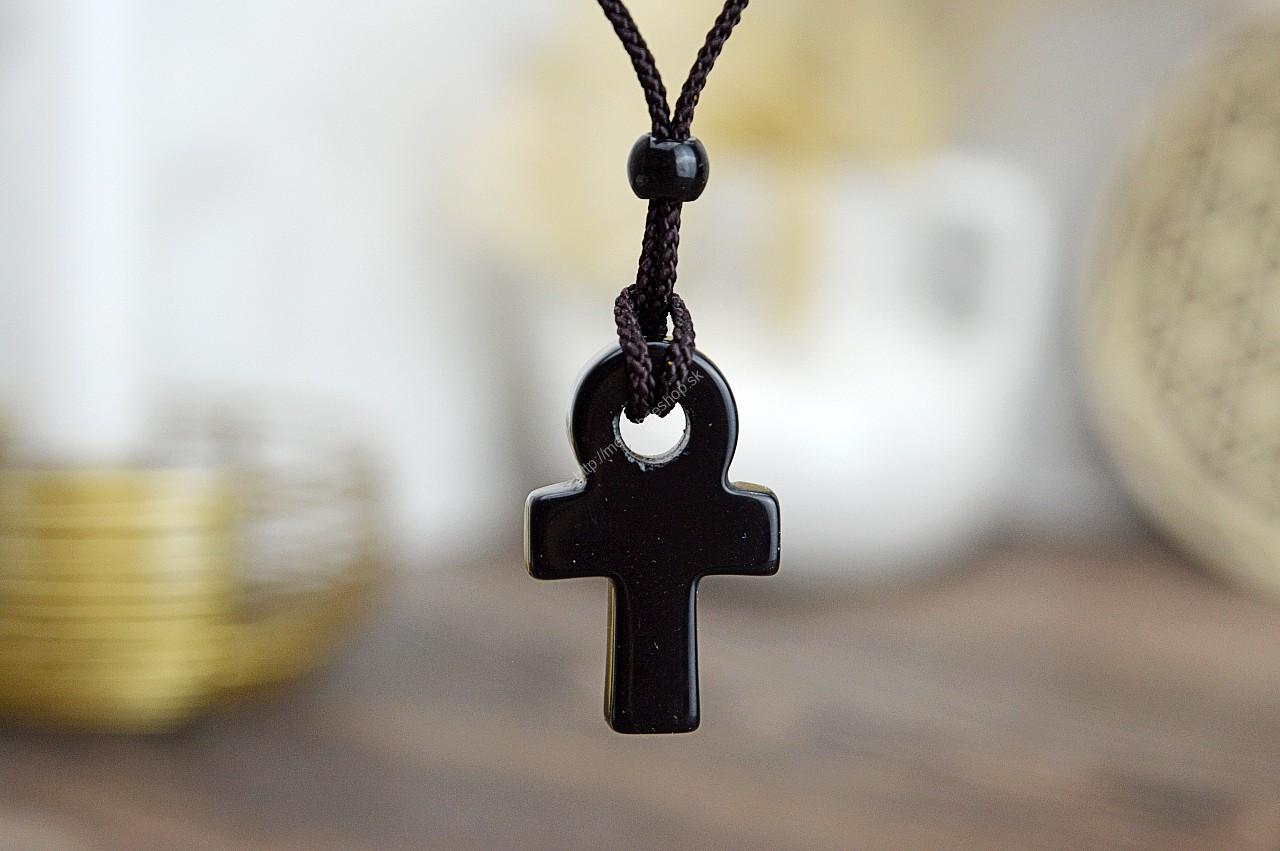 Náhrdelník ANKH ČIERNY OBSIDIÁN